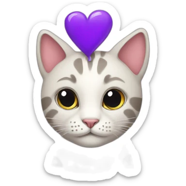 Cat with violet hearts sticker
