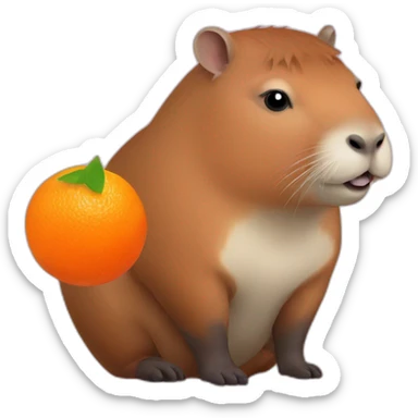 capybara with mandarin orange sticker