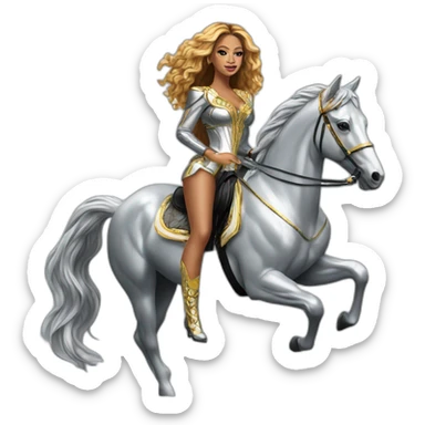 Beyoncé on silver horse sticker