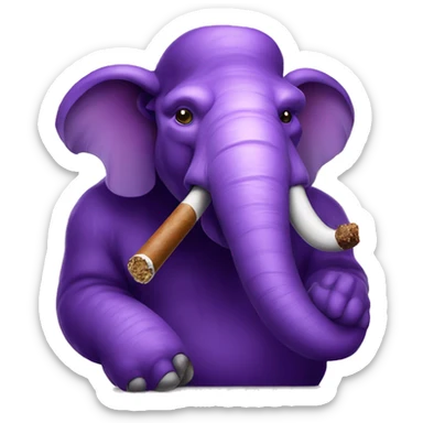 a purple mammoth smoking a cigar sticker