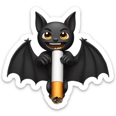 Bat holding a cigarette sticker