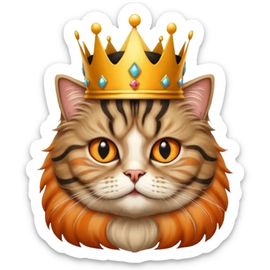 Persian cat tabby with crown king sticker