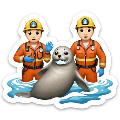 National Oceanic and Atmospheric Administration rescue workers rescue a seal multiple workers sticker