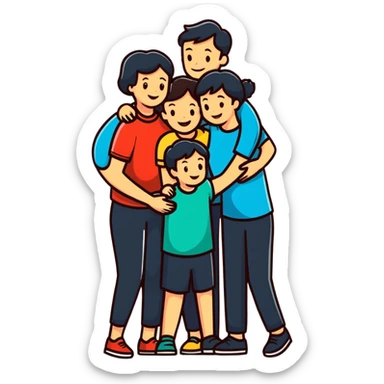 loving family group hug sticker