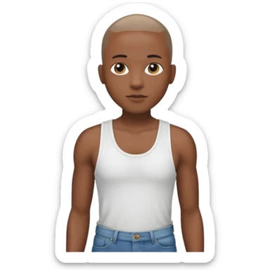 Un personnage noir avec un débardeur blanc et un jean 👖 avec des cheveux rasés  sticker