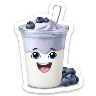 Yogurt with chia seeds and blueberry sticker