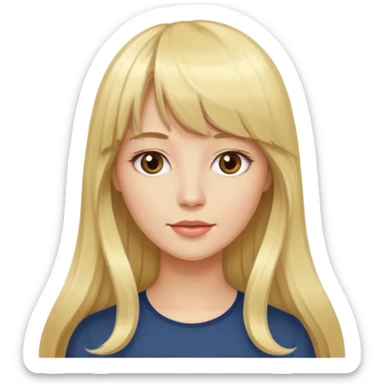 Woman very long flowing blonde hair With BANGS sticker