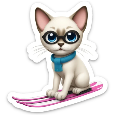 siamese cat on skis sticker