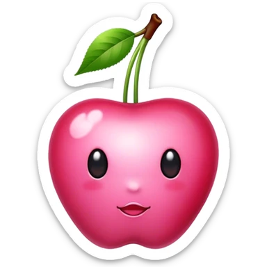 pink cherry with bow on top sticker