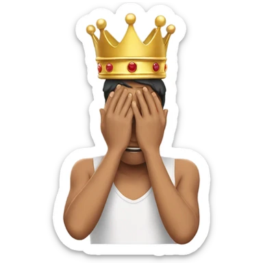 person covering their face with crown on  sticker