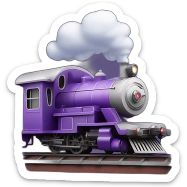 old purple train with a little cloud on the top of his chimney sticker