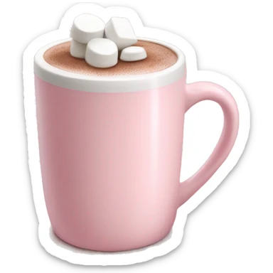 Light Pink mug of hot chocolate with marshmallows  sticker
