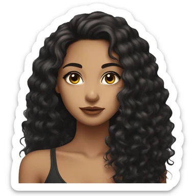 pretty girl, olive skin, black hair, dark eyes, seductive eyes, hair down curly sticker