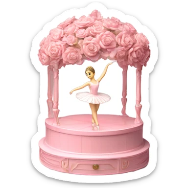 3d isometric soft pink ballerina music box flowers sticker