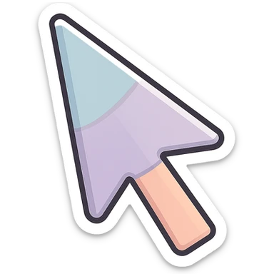 mouse cursor arrow with a sharp long tip, thin clean outlines, soft rounded shapes, pastel palette #98B5BC, #B5B3C1, #C9A3C9, #E4C0CA, #F7DCD1, #F7C0AA, detailed shadows and highlights, soft lighting, transparent background sticker