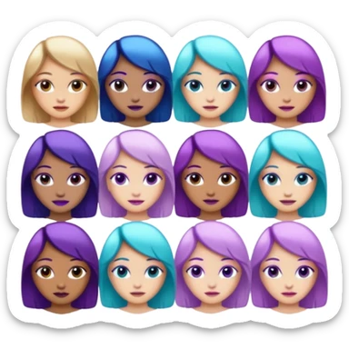 10 girl Naked Glitter purple and cian inner circle sticker