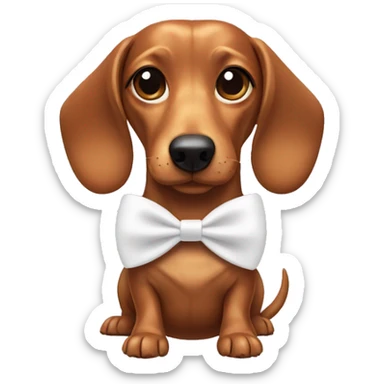 Wiener dog with white bow sticker