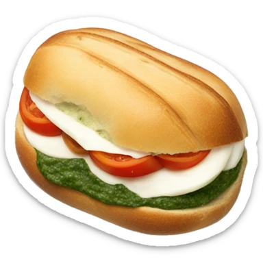 Panino with tomato, mozzarella and green pesto  sticker