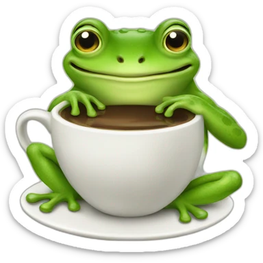 Frog drinking coffee sticker