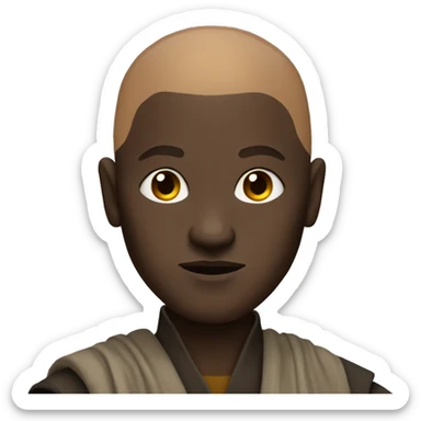 bald jedi with dark skin and light sabre sticker