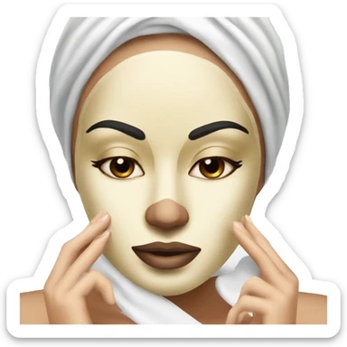 Lady with face mask spa beauty full face relaxing sticker