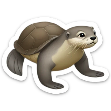 Une loutre qui se balade sur une tortue sticker