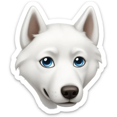 white husky with one blue eye and one brown eye sticker