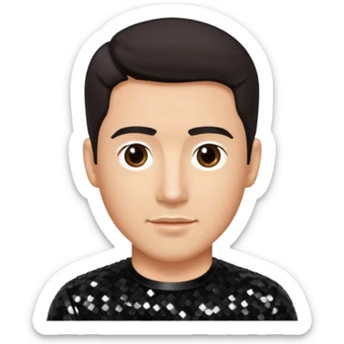 Jonathan Knight from NKOTB with light skin, dark brown hair, black sequin shirt sticker