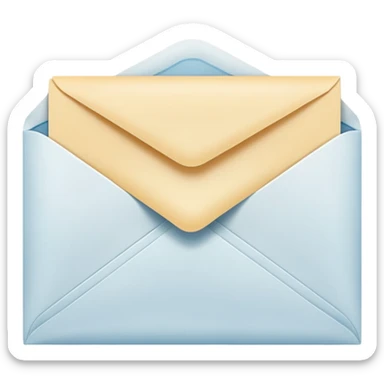 visible envelope inside labeled “Henry Ballester”, subtle translucency, rounded corners, and soft shading. sticker