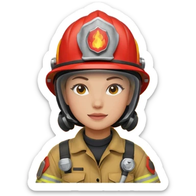 female firefighter on fire sticker