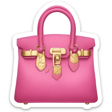 hand with gold nails holding pink birkin bag sticker