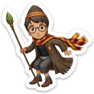 Harry potter flying on a broomstick sticker