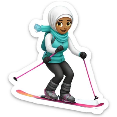 Hijabi-skiing-in-mountains sticker