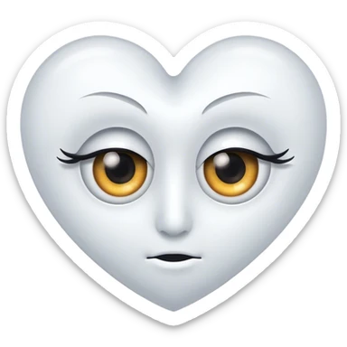 White heart with one eye with eyelashes  sticker