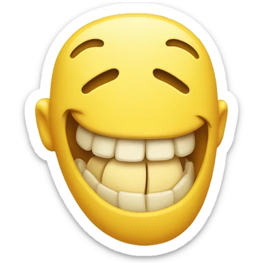 Smiling emoji wiyh yello bone in its mouth sticker