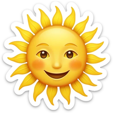 A bright yellow sun with a smiling face sticker