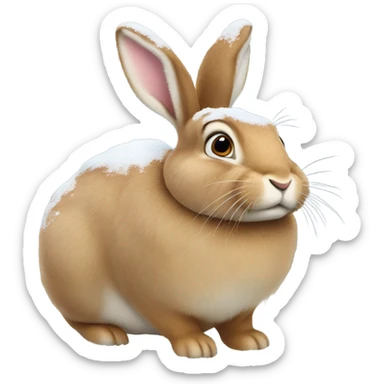Fat hare playing in the snow sticker