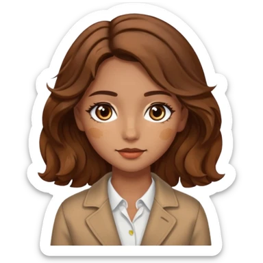 girl with wavy hair, almond shaped eyes, birthmark near her eye, tan, with swag sticker