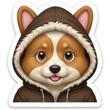 Dog wearing a hood sticker