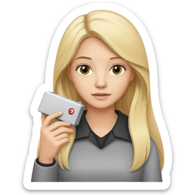 mujer  joven rubia con pelo largo con modem de internet sticker