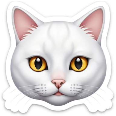 White cat with black spot near her nose and  sticker