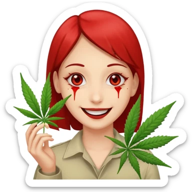 Make an emoji of a person extremely high off weed sticker