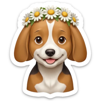 Beagle wearing a daisy flower on its head  sticker