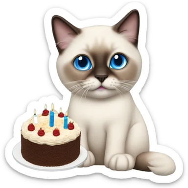 Ragdoll Siamese cat with blue eyes birthday cake sticker