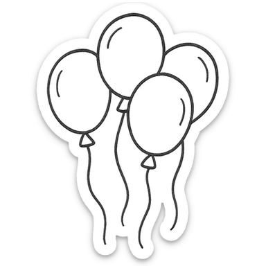 a bunch of hand-drawn outlined balloons, playful sticker