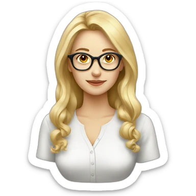 blonde european women with glasses psychology sticker