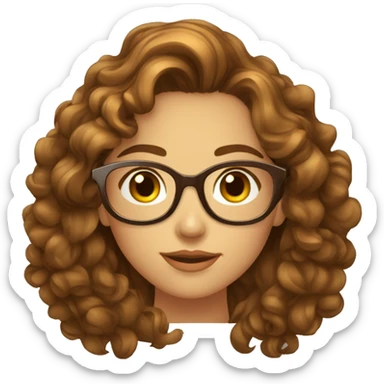 Femme jeune cheveux boucler brun lunette sticker