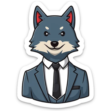 wolf stockbroker with suit and tie sticker