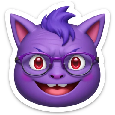 Gengar cute with glasses sticker