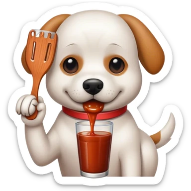 Dog drinking barbecue sauce sticker